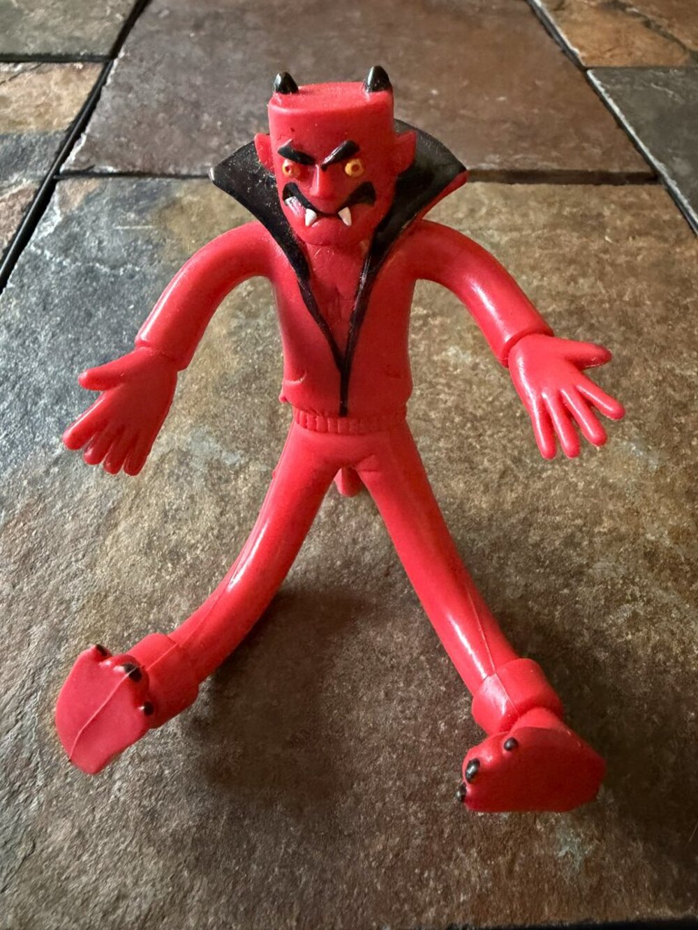 Vintage Amscan Red Devil Bendable Figure - Collectible Halloween Toy 1970s/1980s
